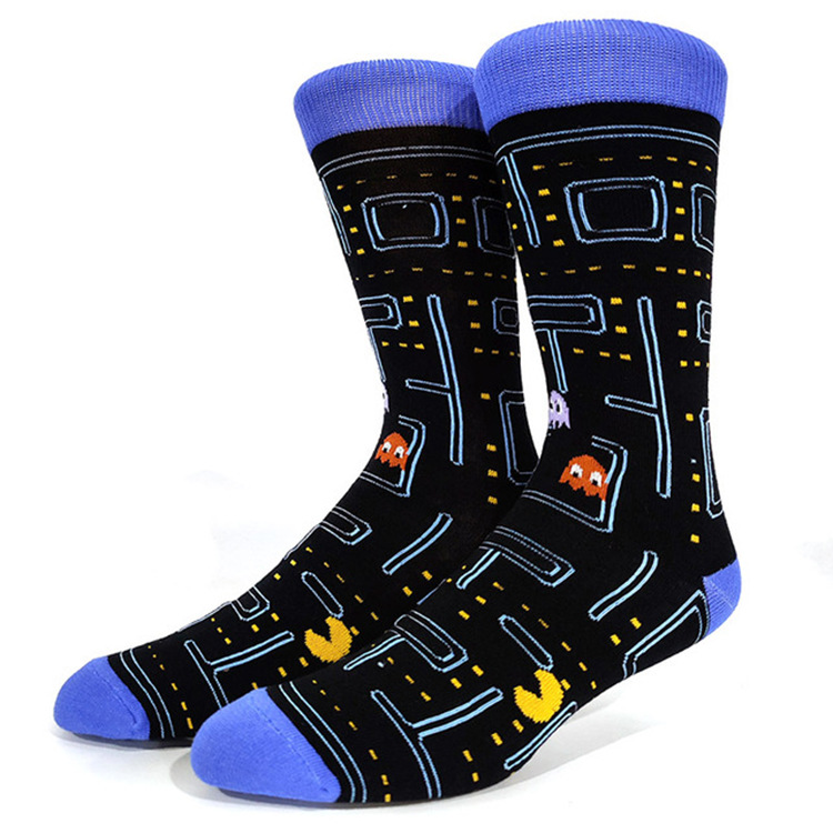 Pac Man Personalized Cartoon Gaming Partterned Socks Cotton Crew Sports Socks